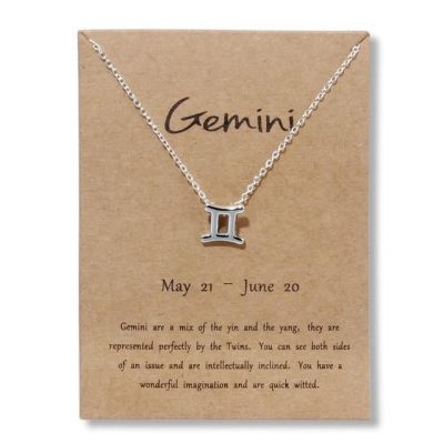 Zodiac Necklace – Silver Gemini / Gold Card