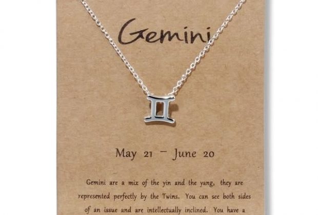 Zodiac Necklace – Silver Gemini / Gold Card