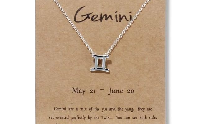 Zodiac Necklace – Silver Gemini / Gold Card