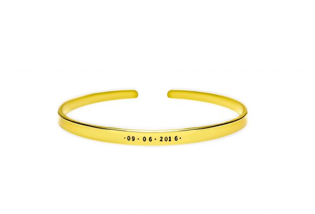 Custom Date Cuff Bracelet – Stainless Steel / Outside Only