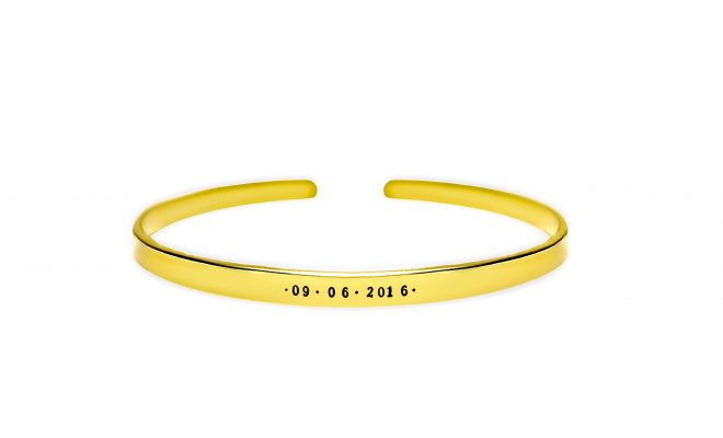 Custom Date Cuff Bracelet – Stainless Steel / Outside Only