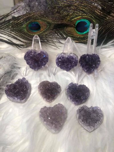 Druzy amethyst small hearts