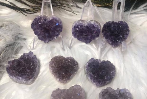 Druzy amethyst small hearts