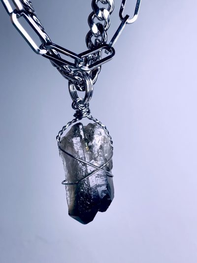 ‘B**** Don’t Kill My Vibe’ Giant Smoky Quartz Stainless Steel Chonk Necklace