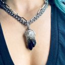 ‘B**** Don’t Kill My Vibe’ Giant Smoky Quartz Stainless Steel Chonk Necklace