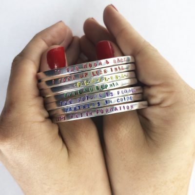 Custom Favorite Color Cuff Bracelet – Aluminum / Outside+Inside Text*