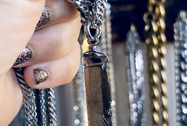 ‘B**** Don’t Kill My Vibe’ Smoky Quartz Stainless Steel Layer Necklace