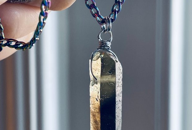 ‘B**** Don’t Kill My Vibe’ Smoky Quartz Multicolored Stainless Steel Necklace