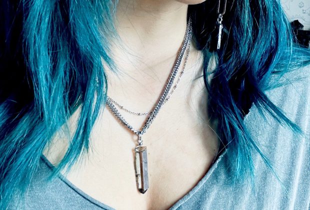 ‘B**** Don’t Kill My Vibe’ Smoky Quartz Stainless Steel Layer Necklace