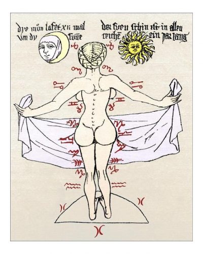 10 inch Photo. Medical zodiac, 15th century diagram