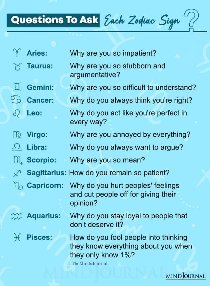 Questions To Ask Each Zodiac Sign
