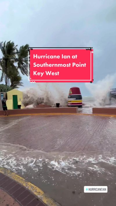 Ian is making his presence known at the Southernmost Point. We decided to venture out before conditions deteriorate much more and judging by the flooding and waves we went out just in time. It’s wild to see how angry the ocean is from a hurricane that is so far off the coast. Storm surge is scary and real! Flooding happens quickly. If you’re in the path of Hurricane Ian be prepared. Mother Nature is powerful beyond words! #hurricaneian #keywest #southernmostpoint #hurricaneseason2022 #keywesttravel #floridakeys #floridakeyslife #hurricaneseason2022