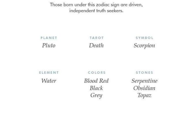 Scorpio Zodiac Sign Correspondences – Scorpio Personality, Scorpio Symbol, Scorpio Mythology …