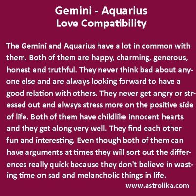 Gemini and Aquarius Love Compatibility