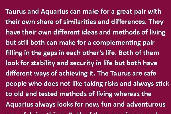 Taurus and Aquarius Love Compatibility