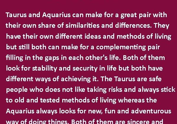 Taurus and Aquarius Love Compatibility