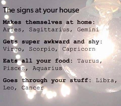 Zodiac signs when at your house