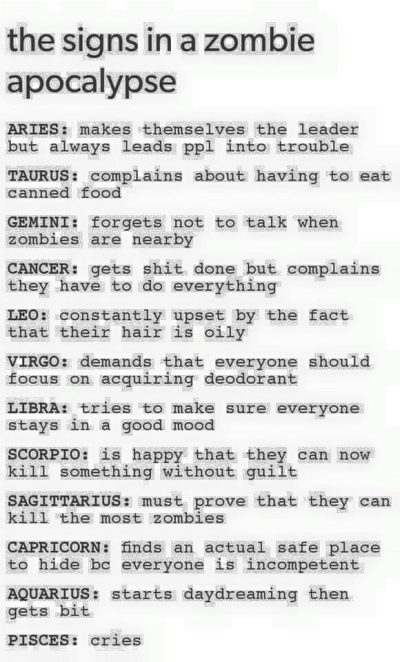 Zodiac Signs (For Fun)