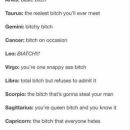 Zodiac Sign Facts {English} – Bitch Sign