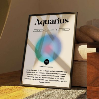 Aquarius Zodiac Wall Art  Astrology Art Print  Manifestation Poster Spiritual Wall Art  Aura Print   High Quality 1580341920 – Premium Poster / 8×12 inch | 21×29.7 cm / Wood