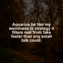Aquarius motivational zodiac meme about aquarius be like my weirdness is strategy it filters real from fake faster than ...