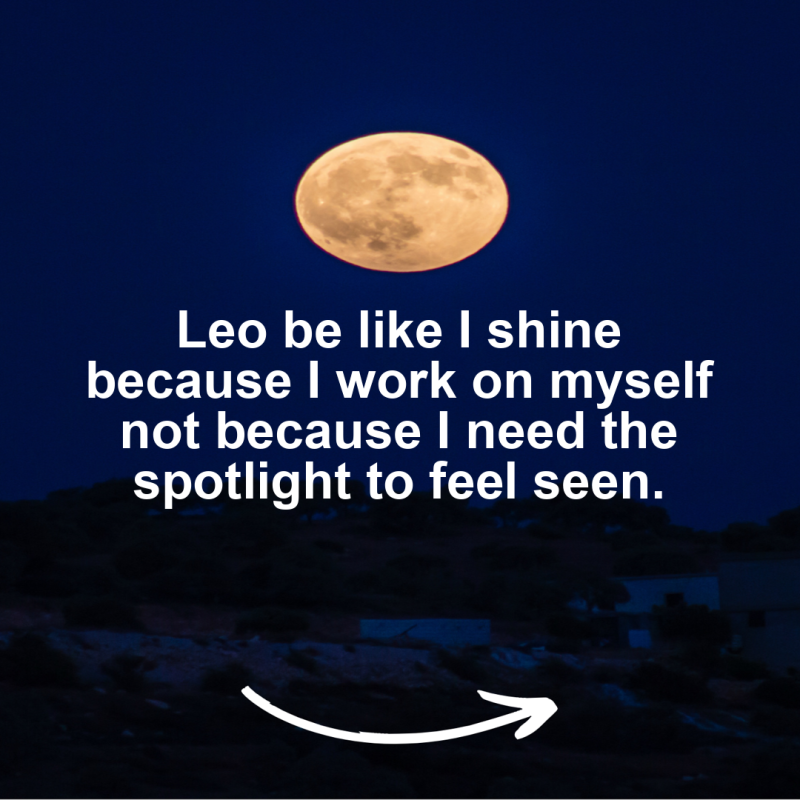 Leo motivational zodiac meme about leo be like i shine because i work on myself not because i need the spotlight to...