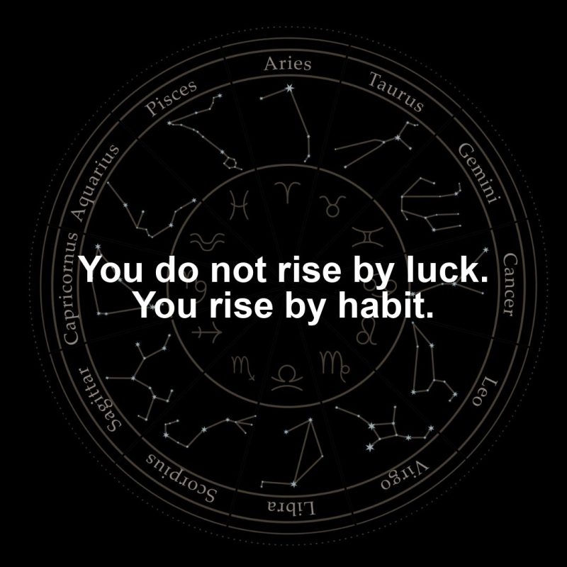Capricorn motivational zodiac meme about you do not rise by luck. you rise by habit....